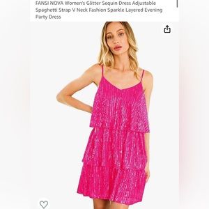 FANSI NOVA Women's Glitter Sequin Dress Adjustable Spaghetti Strap Dress